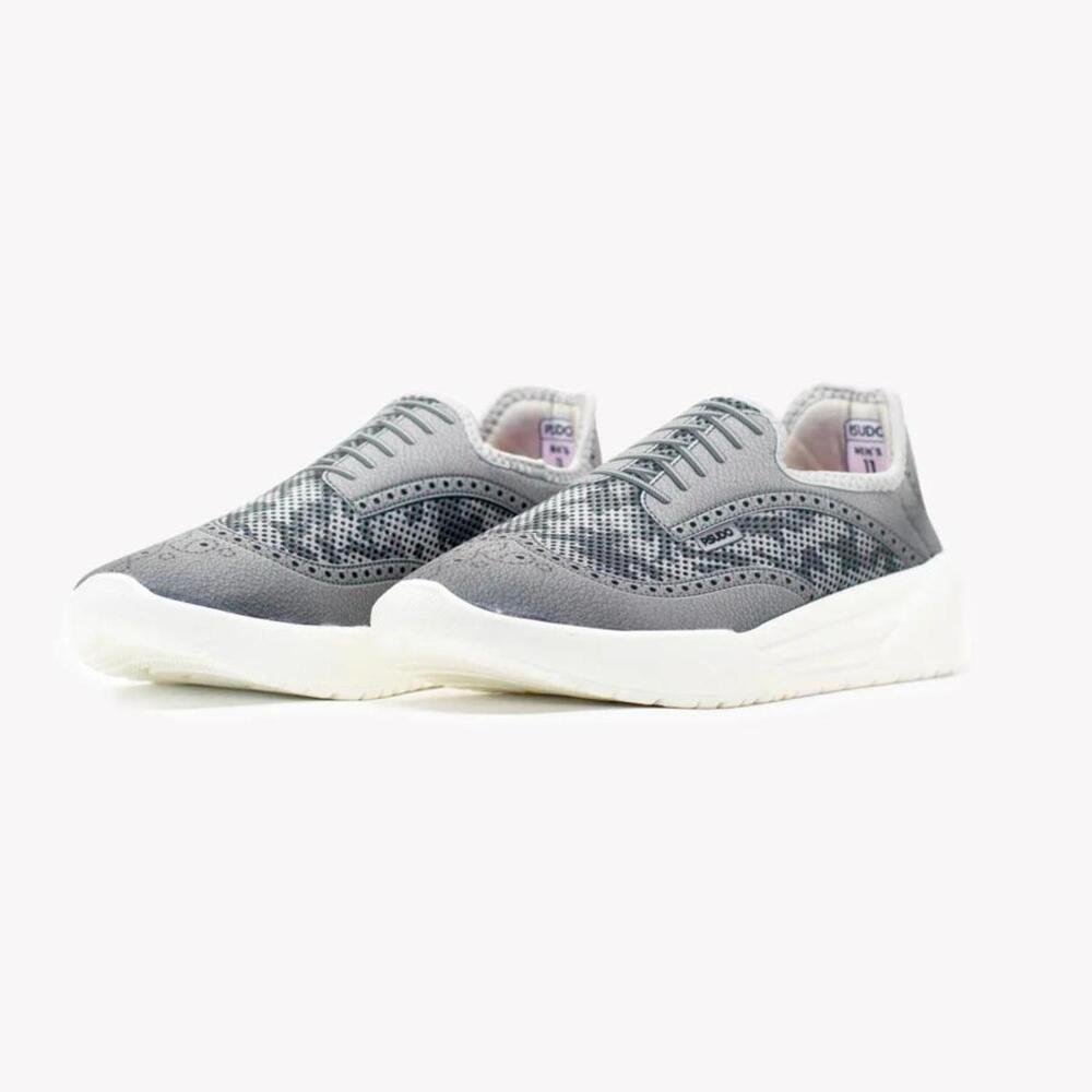 NEW PSUDO men's wingtip sneakers in grey camo